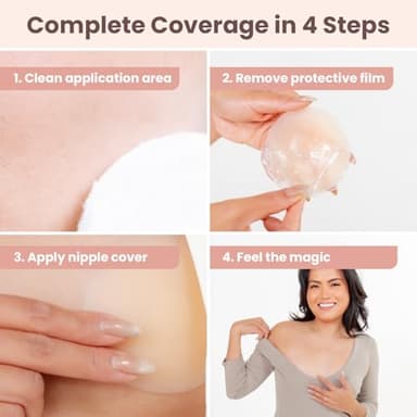 Nipple Covers For Women-Sticky Bra Alternative, Dermatologist Approved, Reusable Silicone Pasties, Breast Petals A-DD For Strapless & Backless Wear Nude - Image 2