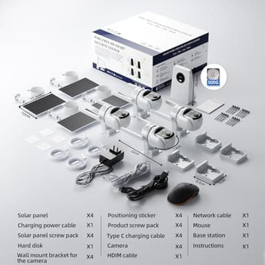KCSNYO Solar Security Cameras Wireless Outdoor, 4MP Solar Powered, 4 Cam kit, Color Night Vision, 360° PTZ, 500G HDD Local Recording, No Monthly Fees - Image 9