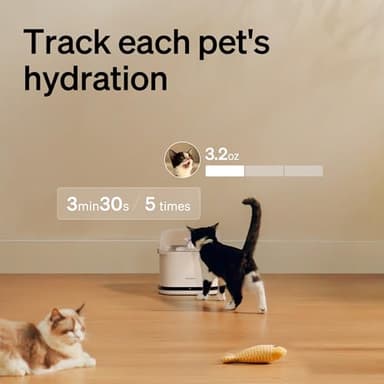 PETLIBRO RFID Multi Cats Water Fountain with Cat Recognition & Hydration Monitoring, Pump-Free Auto Cat Water Dispenser, Large Capacity 101oz/3L, 2.4G Wi-Fi APP Control Cat Fountain x2 Collar Tags - Image 3
