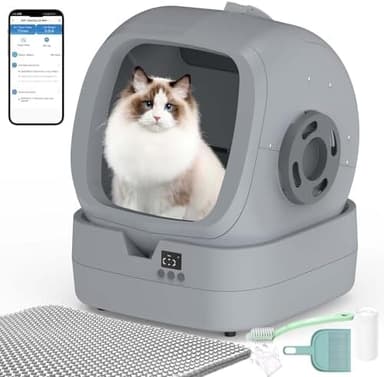 Automatic Self-Cleaning Cat Litter Box with APP-Controlled, Weight Tracking – 86L Ultra-Quiet, Smart Health Monitor, and Safe Anti-Pinch Design (Assembly Required) -Mid Grey - Image 3
