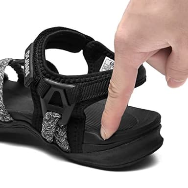 UBFEN Womens Hiking Sandal Sport Sandal Straps with Adjustable Hooks Arch Support Vacation Casual Comfortable Outdoor Adventure Camping Size 6 Black Grey - Image 4