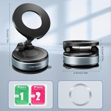 ceepdoogle Upgraded 360° Vacuum Magnetic Phone Holder,Vacuum Suction Magnetic Phone Holder Foldable Cell Holder for Car/Gym/Mirror/Smooth Surface, Compatible with Magsafe iPhone (Black) - Image 7