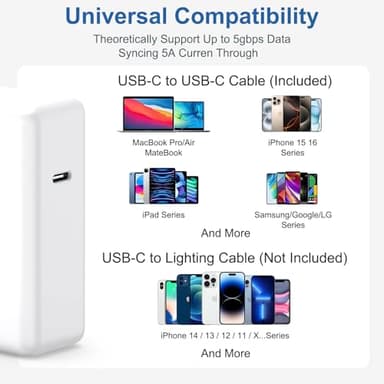 10FT Mac Book Pro Air Charger, [MFi Certified] 118W 96W 87W 61W USB C Fast Power Adapter with Long Type C Charging Cable, Compatible with MacBook Air Pro and All USB-C Devices - Image 6