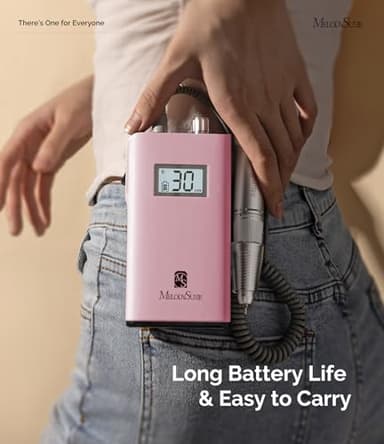 MelodySusie Professional Nail Drill, 30000 RPM Rechargeable Electric E File, SC320H Acrylic Gel Grinder Tools,Portable Nail Drill with 6 Bits Efile for Gel Nails Removing Manicure Pedicure Salon - Image 4