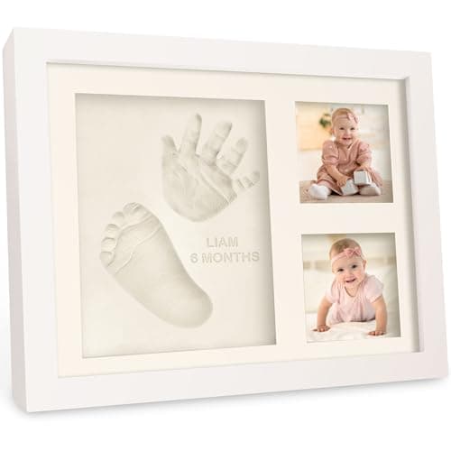 Baby Hand and Footprint Kit - Quick Dry Clay Baby Footprint Kit, Newborn Keepsake, Nursery Picture Frame for Boys, Girls, Personalized Gifts for Shower & Registry, New Mom Gift (Alpine White) - Image 1