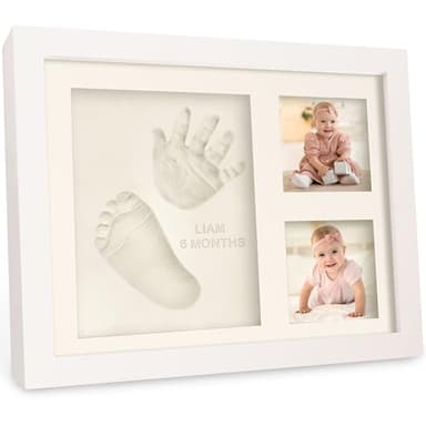 Baby Hand and Footprint Kit - Quick Dry Clay Baby Footprint Kit, Newborn Keepsake, Nursery Picture Frame for Boys, Girls, Personalized Gifts for Shower & Registry, New Mom Gift (Alpine White) - Image 1