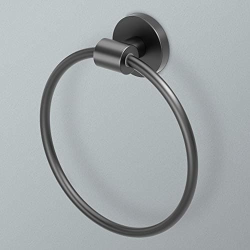Gatco 4662MX Reveal Hand and Face Towel Ring, Matte Black for Bathroom | Wall Mount 6.63" Dia. Towel Holder Ring - Image 1