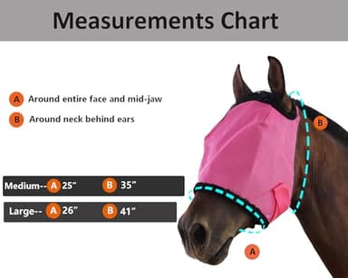 KZWT Horse Fly Mask, with UV Protection Horse Fly Mask, Full Face Fine Mesh Coverage Provide Better Vision and Airflow for Horse - Image 3