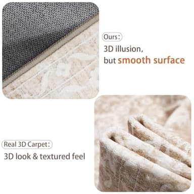 Soalmost 8x10 Area Rugs for Living Room, Stain Resistant Washable Rugs for Dining Room, Kitchen, Floral Vintage Non-Slip Thin Large Beige Rug - Image 3