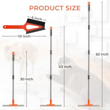 Ajimy ‌Upgrade-Carpet Rake for Pet Hair Removal 62'' Adjustable Long Handle Dog/Cat Hair Carpet Rake,Carpet Scraper for Rug Stairs Couch Furniture (Orange) - Image 6