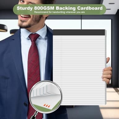 Legal Pads 8.5 x 11 inch Notepad, 2 Pack White Note Pads 8.5'' x 11'' for Work, Double-Side Printed Lined Paper Pads College Ruled White Notepads 30 Sheets Per Writing Pad for School, Home, Office - Image 6