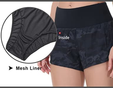 THE GYM PEOPLE Womens High Waisted Running Shorts Quick Dry Athletic Workout Shorts with Mesh Liner Zipper Pockets (Black Grey Camo, Medium) - Image 5