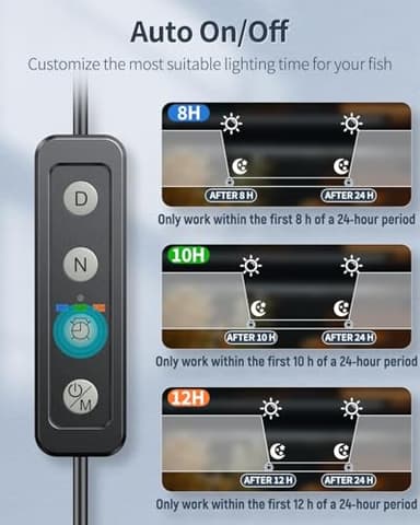 Pawfly 28W Aquarium LED Light for 36 to 42 Inch Extendable Fish Tank Light with Full Spectrum Brilliant White Blue Red Lights with Daytime & Night Modes Timer Auto On/Off Adjustable Brightness - Image 3