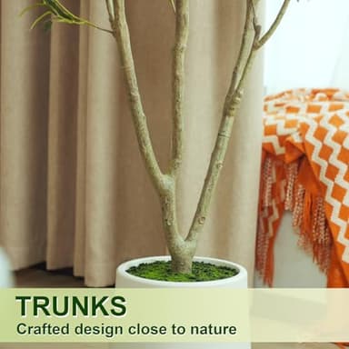 VIVATREES Olive Trees Artificial Indoor, 6FT Tall Faux Olive Tree with White Tall Planter, Artificial Plants with Natural Wood Trunk and Lifelike Fruits for Home Office Decor - Image 8