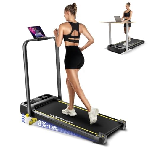 YPOO Foldable Treadmill with Incline, Walking Pad with Handle Bar 3 Level Incline, Portable Folding Treadmills for Home/Office 300 Lbs Capacity, Quiet Desk Treadmill with Remote Control & APP - Image 1