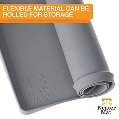Neater Pet Brands Neater Mat Pet Mats for Food and Water, Cat & Dog Bowl Mat Waterproof Silicone, Feeding Tray, Dog Food Mats for Floors, Placemat w/Raised Edge for Under Bowls, 19" x 12", Grey - Image 8