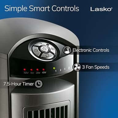 Lasko Oscillating Tower Fan with Remote, Quiet Floor Fans for Bedroom, 42", Silver T42951 - Image 3