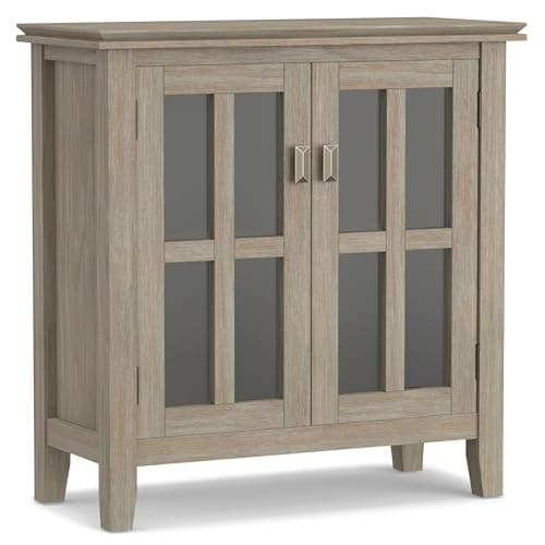 SIMPLIHOME Artisan SOLID WOOD 30 Inch Wide Contemporary Low Storage Cabinet in Distressed Grey, For the Living Room, Entryway and Family Room - Image 1