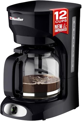Mueller 12-Cup Drip Coffee Maker - Borosilicate Carafe, Auto-Off, Reusable Filter, Anti-Drip, Keep-Warm Function, Clear Water Level Window Coffee Machine, Kitchen Essentials & Accessories - Image 1