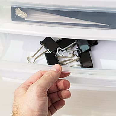 IRIS USA Plastic Stacking Desk Top 3-Drawer Storage Organizer, 2-Pack, for Makeup Vanity Nail Polish Bathroom Stationery Art Craft Supplies Kitchen Office Garage and Small Organization, Medium, White - Image 6