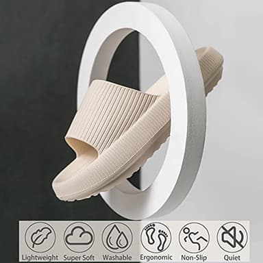 rosyclo Cloud Slippers for Women and Men, Pillow House Slippers Soft Comfortable Cushioned Lightweight Home Shower Shoes Women's Cloud Slide Sandals for Ladies Indoor, Tan Beige Nude - Image 2