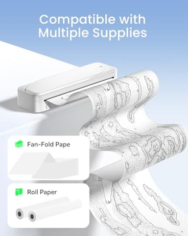 Portable Printers Wireless for Travel, Inkless Thermal Printer Support 8.5" X 11" US Letter & A4 Size, Mobile Bluetooth Printer Compatible with iOS, Android & Laptop for Home Office Car (White) - Image 7