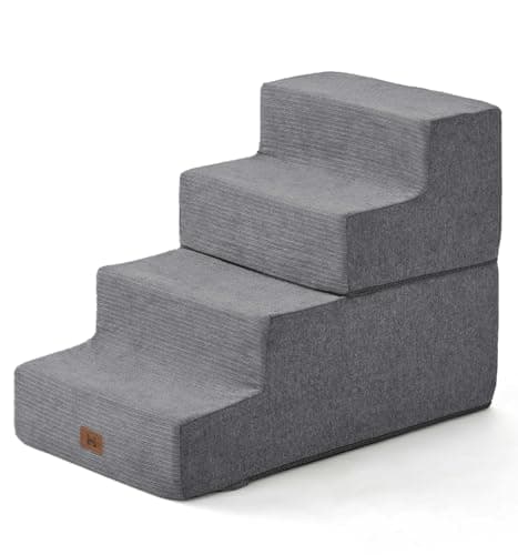 ABCPET Dog Stairs for Bed, Dog Steps for Bed Couch Sofa, 35D Foam Extra Wide Pet Steps for Small Dogs and Cats, Pet Stairs with Non-Slip Bottom Grey, 2 Steps - Image 1