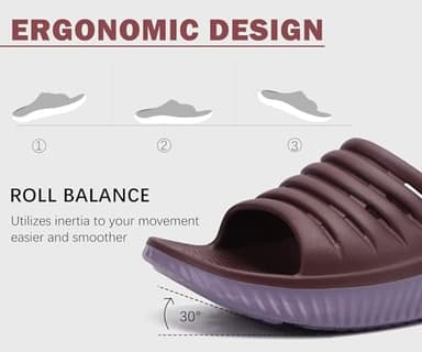 KuaiLu Womens Recovery Sandals Comfortable Plantar Fasciitis Arch Support Ladies Orthopedic Open Toe Slip On Running Sport Walking Slides Thick Athletic Cushion Slippers Summer Sliders Brown Size 9 - Image 6