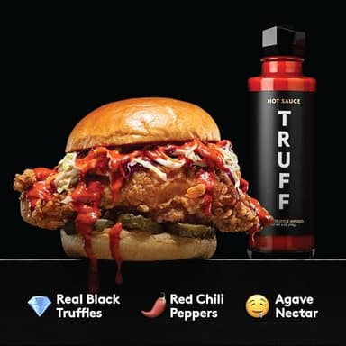 TRUFF Hot Sauce and Hotter Sauce 2-Pack Bundle, Gourmet Hot Sauce Set, Black Truffle and Chili Peppers, Gift Idea for The Hot Sauce Fans (Black/Red, 6 oz, 2 Count) - Image 4