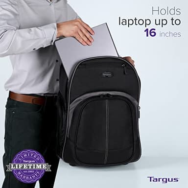 Targus 16 Inch Compact Rolling Backpack, Black - Wheeled Travel Bag with Removable Protective Laptop Sleeve, Fits Laptops Up to 16” and MacBook Pros up to 17” (TSB750US) - Image 6