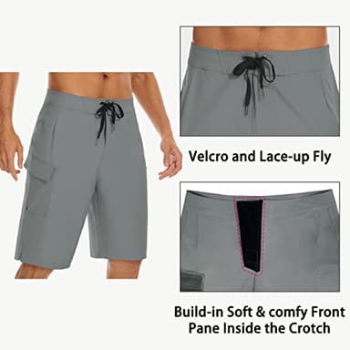 MIVEI 22" Men's Board Shorts Swimwear No Mesh Lining - Long Swim Trunks Surf Shorts Bathing Suit with Zipper Pocket UPF50+ - Image 2