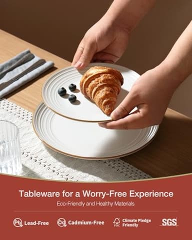 Famiware Jupiter Dinnerware Set, Plates and Bowls Dish Sets for 4 (12 Pieces), Microwave and Dishwasher Safe Stoneware Speckled Tableware, Chip and Scratch Resistant, White - Image 4