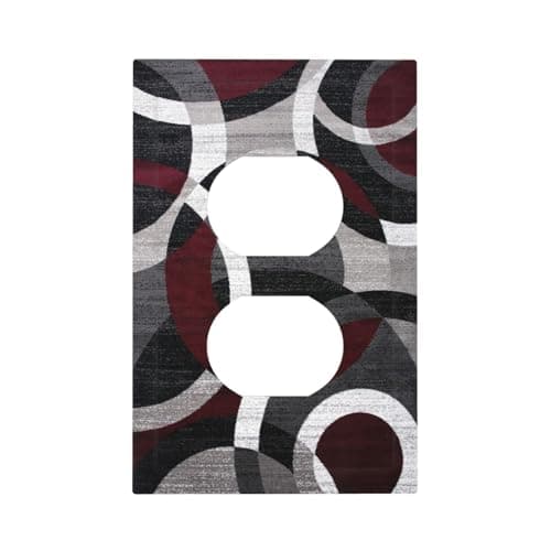 Xuejiaku Outlet Covers Red Grey Modern Geometry Abstract Circle 1 Gang Duplex Light Switch Cover Plate Decorative Wall Plates Electrical Switchplate Receptacle Cover for Bathroom Bedroom Home Decor - Image 1