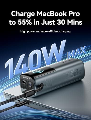 VENTION Powerhive Laptop Power Bank, 200W 27000mAh, Built-in and Extra 240W USB-C Cables, Portable Laptop Charger, Digital Display, for iPhone 17/16/15/14/13 Pro Max, MacBook, Dell, HP, Galaxy S24 - Image 4