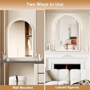 OUMUSU Arched LED Bathroom Mirror 20"x30", Orange Gold Bathroom Mirror with Lights-Anti-Fog, Dimmable-LED Mirror for Bathroom,3 Colors - Image 7