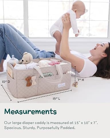 Lily Miles Baby Diaper Caddy Organizer, Quilted Nursery Storage Organizer for Newborn Essentials and Diaper Changing Station, Gift for Baby Shower and Registry Must-Have (Soft Sand) - Image 5