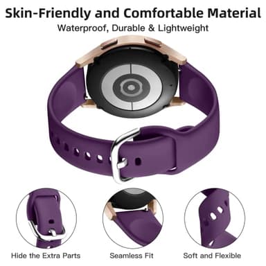 Maledan 8 Pack Band Compatible with Samsung Watch 7 6 5 4 40mm 44mm Bands, Galaxy Watch 5 Pro 45mm/Galaxy Watch 4 6 Classic 42mm 46mm 43mm 47mm/Watch 3, 20mm Soft Silicone Accessories Women Men, Large - Image 2