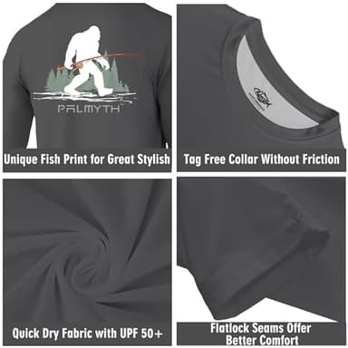 Palmyth Fishing Shirts for Men Long Sleeve UPF 50+ T Shirt Sun Protection Tee (Charcoal/Bigfoot Fishing, 2XL) - Image 5