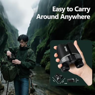10x25 Compact Binoculars for Adults and Kids, Small High Powered Binoculars with Low Light Vision for Bird Watching, Hunting, Hiking, Cruise and Travel, Includes Carrying Bag - Image 8