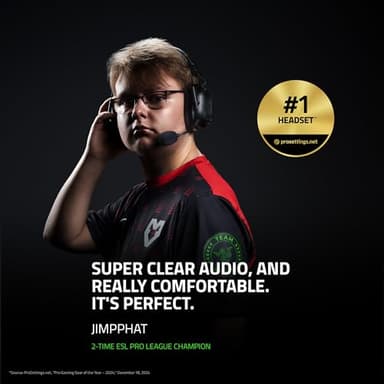 Razer BlackShark V2 Pro Wireless Gaming Headset 2023 Edition: Detachable Mic - Pro-Tuned FPS Profiles - 50mm Drivers - Noise-Isolating Earcups w/Ultra-Soft Memory Foam - 70 Hr Battery Life - Black - Image 2