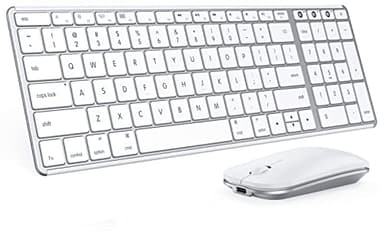seenda Bluetooth Keyboard and Mouse for Mac, SKM64-2 Multi-Device Rechargeable Slim Wireless Keyboard Mouse Stainless Steel Full Size, Compatible with MacBook Pro/Air, iPad, Mac - White Silver - Image 1