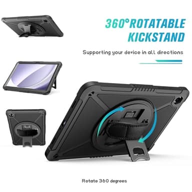 ZtotopCases for Samsung Galaxy Tab A9+ / a9 Plus 11'' 2023 (SM-X210/X216/X218), Shockproof Hard Duty Case with Screen Protector+360 Rotating Hand Strap&Stand+Shoulder Strap for Tab A9+ Tablet, Black - Image 5