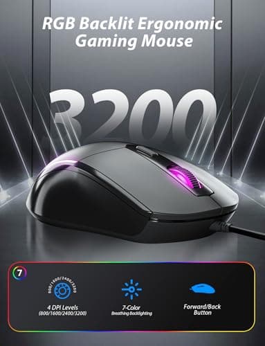 Typewriter Style Mechanical Gaming Keyboard Blue Switch, Rainbow LED Backlit Wired Computer Keyboards Mouse and Pad Combo, Metal Panel Retro Punk Round Keycaps, 104 Keys Anti-Ghost for PC Laptop Gamer - Image 4