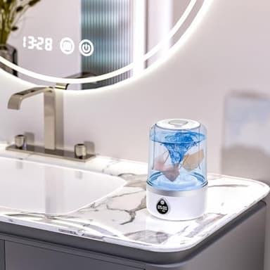 Ghegicu Portable Washing Machine, 1.5L Underwear Washer Rechargeable Cordless Makeup Sponges Cleaner Deep Clean Socks, Underwear, Baby Clothes, Washing Machine for Apartment, Dorm, Camping(White) - Image 7