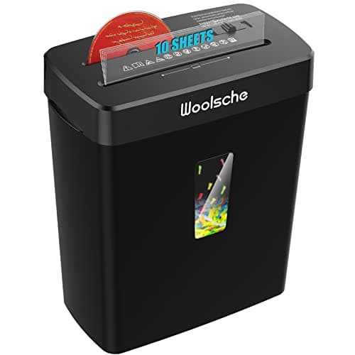 Woolsche Paper Shredder,10-Sheet Cross Cut with 3.43-Gallon Basket, P-4 Security Level,3-Mode Design - Shreds CD and Credit Card,Durable,Fast and Jam Proof for Home Office (ETL Certified) - Image 1
