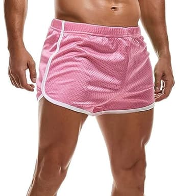 AIMPACT Mens Running Shorts Breathing Workout Gym Booty Short Shorts Pink - Image 2