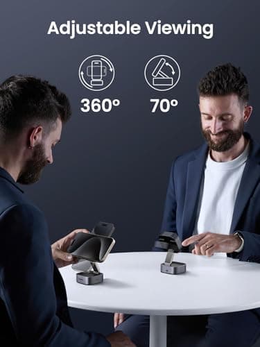 UGREEN MagFlow Qi2 Magnetic Foldable Charging Station, 2-in-1 Fast Wireless Charger Compatible with iPhone 16 15 14 13 12, Airpods3 2 Pro (No AC Adapter), Dark Grey - Image 6