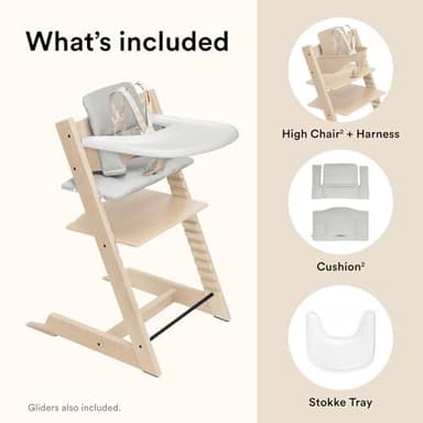 Stokke Tripp Trapp High Chair 2 (Natural), Cushion 2 (Nordic Grey) + Stokke Tray (White) - Includes Chair + Baby Set with Removable Harness for Children 6-36 Months - Image 9