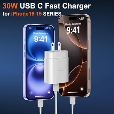 Phone 17 16 15 Pro Max Charger 30W Type C Chargers USB C Fast Charger Block Phone 17 Chargers Fast Charging with 6FT C Charging Cable for Phone 17/17 Pro Max/16/16 Pro Max/15/15 Pro/iPad/Samsung - Image 2