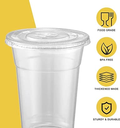 VITEVER 100 Sets - 12oz Clear Plastic Cups with Lids and Straws, Disposable Cups for Iced Coffee, Smoothie, Milkshake, Cold Drinks - Image 4